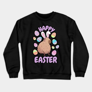 Happy easter cute capybara easter eggs Crewneck Sweatshirt